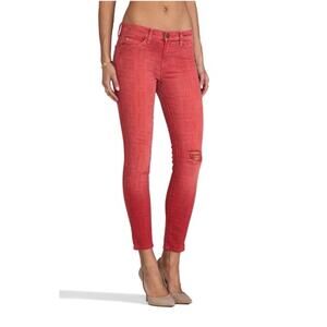 Current/Elliott The Stiletto Red Coral Bandana Distressed Skinny Jeans Size 27